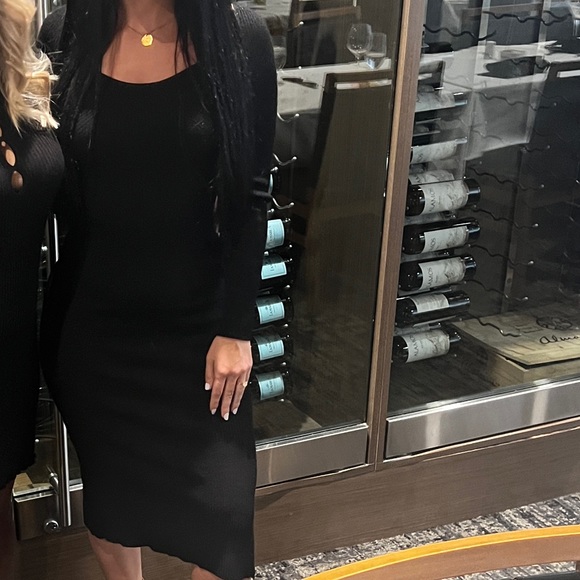 Ribbed black midi dress - Picture 3 of 4